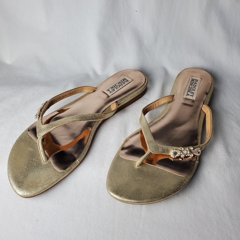 Badgley Mischka Gold Rhinestone Sandal 8